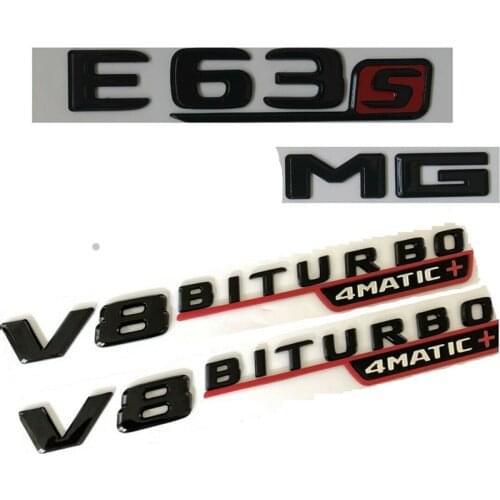 Gloss Black Red E63s V8 BITURBO 4MATIC+ Badge Emblems for Mercedes W213 AMG