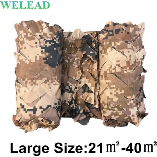WELEAD Desert Digital Reinforced Camouflage Nets Military Sand Beige Garden Shading Large Size 3x7M 5x5M 4x6M 4x8M 4x9M 3x8M 3x9