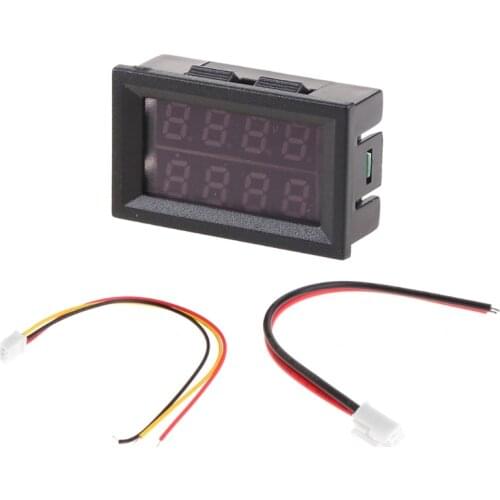 0.28 Inch Digital DC Voltmeter Ammeter 4 Bit 5 Wires DC 200V 10A Voltage Current Meter Power Supply Red Blue LED Dual Display