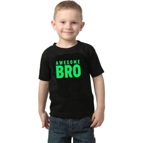 AWESOME BRO Kids Tee Shirt Children Girls Summer Short Sleeve Cool Tops Tee Fashion Graphic Street Style T-shirts 1-10T