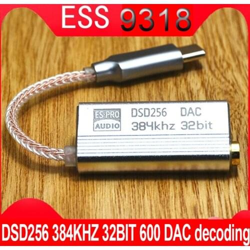 DSD 100% Brand New ES9318 Mobile PhoneType C to 3.5mm Decoding DAC Amplifier HIFI Wire Adapter Earphone Cable For ESS Device