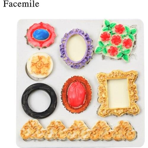 Facemile Sugarcraft Retro Frame Flower Silicone Mold Fondant Lace Broder Mold Cake Decorating Tool Chocolate Gumpaste Mold