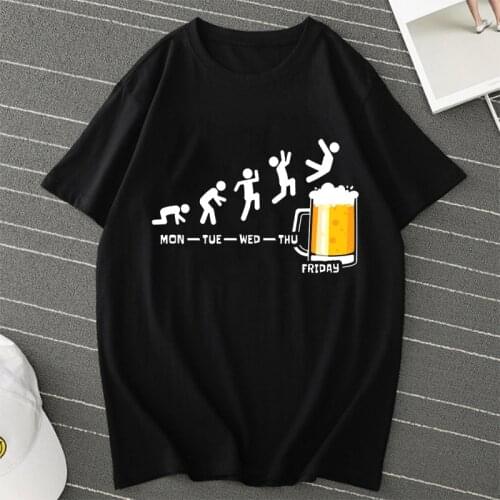 Camiseta Hombre Friday Beer Print Mens T-Shirts Hip Hop Tshirts Streetwear Summer Women Men Tees Ulzzang Harajuku T-Shirt Shirt