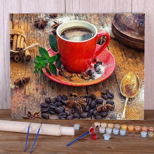 Coffee Cup Paint By Numbers Set Oil Paints 50*70 Picture By Numbers Photo Home Decoration For Adults Handiwork Wholesale