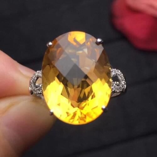 Citrine Ring 18K Gold AU750 Oval Shape Natural Citrine Gemstones Rings for Female Anniversary Gift Fine Rings