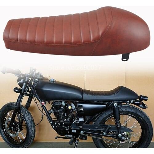 Brown PU Leather Motorcycle Cafe Racer Seat Custom Vintage Hump Saddle Flat pan Retro Seat SUZUKI GN125 GN250 GN400 GR650 NEW