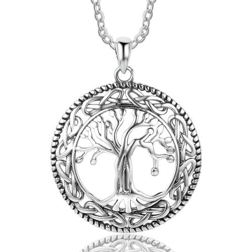 Tree of Life Round Pendant Necklace Women Jewelry Birthday Gift for Grandma
