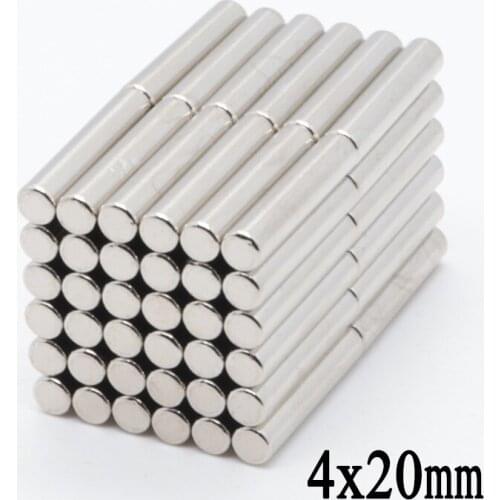 100pcs N35 4 x 20 mm NdFeB Super Strong Powerful Small 4x20mm Super Strong Round Neodymium Magnets Rare Earth