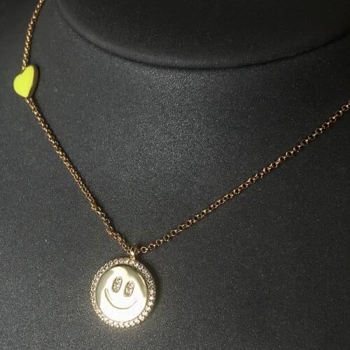 Fashion New Smiling Face Necklace Cute Sweet Summer Jewelry Best Friend Beach Party Necklaces Zk30