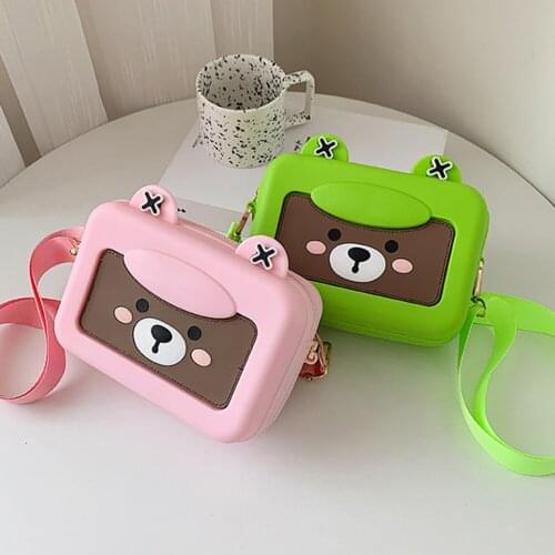 Fashion Bolsas Feminina Silicone Contrast Color Bear Shoulder Crossbody Messenger Bag Ladies Casual Mini Coin Purse Handbags