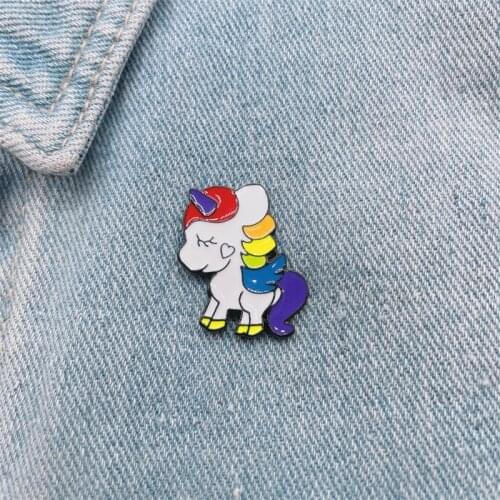 Cartoon Cute Animals Colored Pony Enamel Brooch Love Rainbow Alloy Pins Sweet Badge Accessories Woman Jewelry Gift For Friends