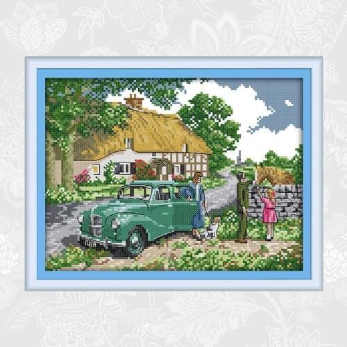 Farewell Patterns Cross Stitch Kits 11CT Printed Fabric 14CT Canvas DMC Counted Character landscape Cross-stitch Embroidery