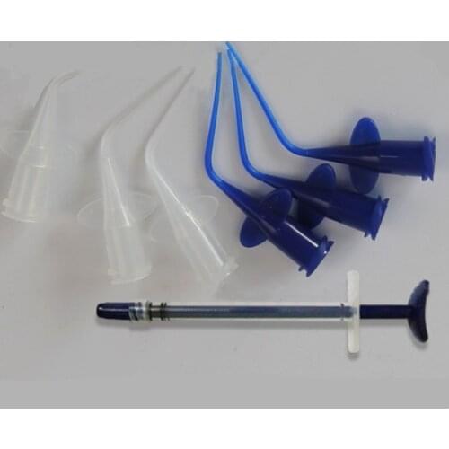 Teeth Irrigation Tool Set Disposable Dental Flexible Composite Resin Rinse Tip Needle and Reusable 1ml Plastic Syringe