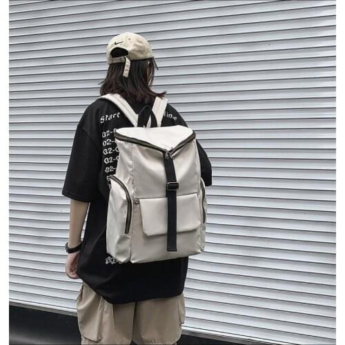 2020 New Backpack Women and Men Large Capacity Bucket Shape School Bag High Quality Travel Bagpack Solid Color Simple Style Bag