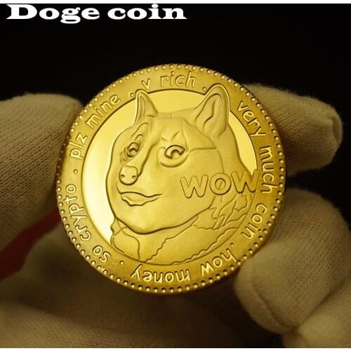 1 Pcs 999 Plated Gold Silver Dogecoin Commemorative Coins Cute Dog Pattern Dog Year Collection Coins