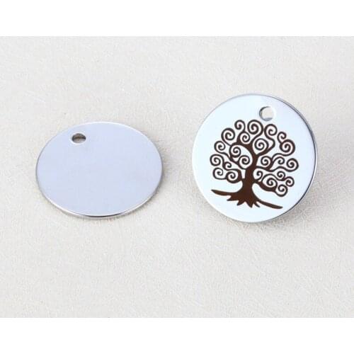 20pcs/lot 22mm High Quality New Arrival Stainless Steel Engraved Charms "Life Tree" For Diy Jewellery Making