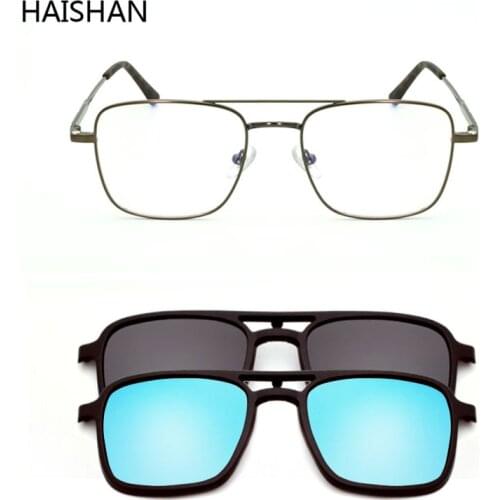 Polarized Magnetic Protective Glasses Anti-UV400 Silver Myopia Magnet Sunglasses Adsorption Night Vision Clip On Glasses Frame