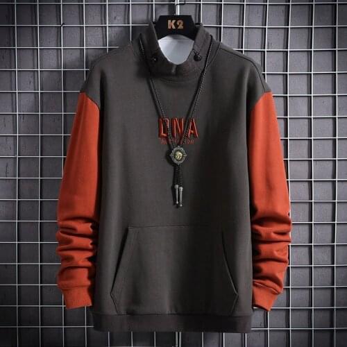 Casual Hooded Sweatshirts DNA Embroidery Hoodies Men Stand Collar 100% Polyester Pullover Mens Hoodies Fashion Sweatshirts Homme