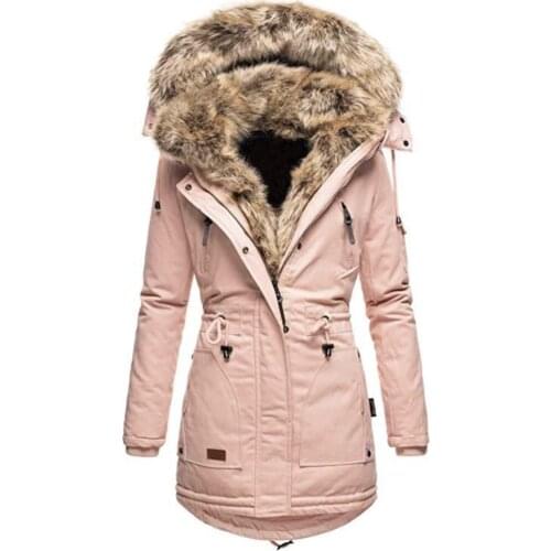 Large Natural Raccoon Fox Fur Hooded Winter Down Coat Women Winter Long Sleeve Solid Color Hooded Cotton Padded Coat Outerwear