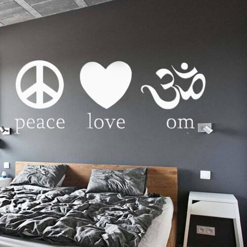 Yoga Symbol Wall Sticker Lettering Om Peace Love Decal Hinduism Art Mural Bedroom Living Room Wall Decoration Spirit Mind Body