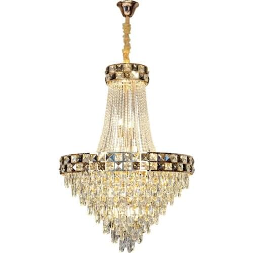 Modern Staircase Polyhedron Cut K9 Crystal Chandelier Corridor Luxury Home Decoration Interior Lighting Long Chain Lamp