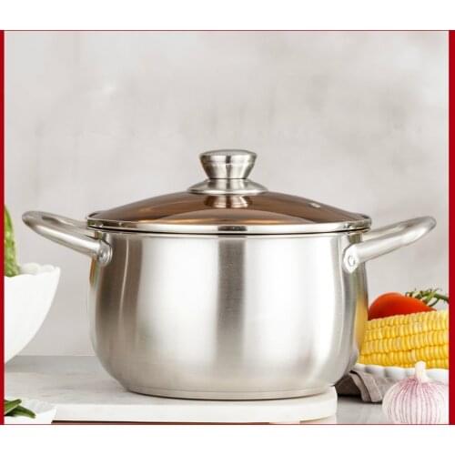 Curved Stainless Steel Modern Compound Soup Pot Soup Double Handle Cooking Pot Finest Gift Gifs for Parents Kitchen Pot Hotpot