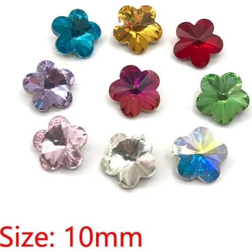 30/100Pcs 10mm Flowers Nail Art Rhinestones Glass Crystal Shiny 3D Strass Gem Stone Manicure Nail Art Decoration Charms Jewelry