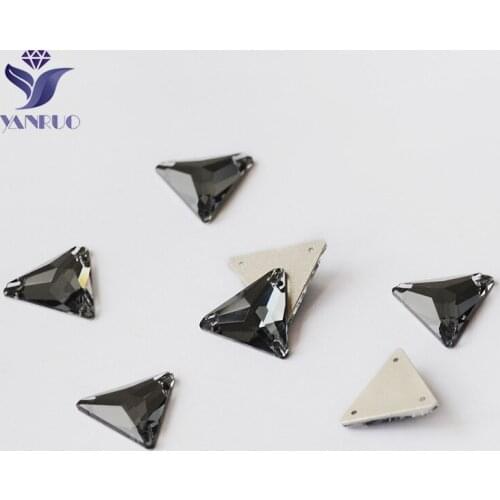 YANRUO 3270-Triangle Black Diamond Sew On Crystal Stones and Crystals Wedding Dress Sewing Accessories fabric For a dress