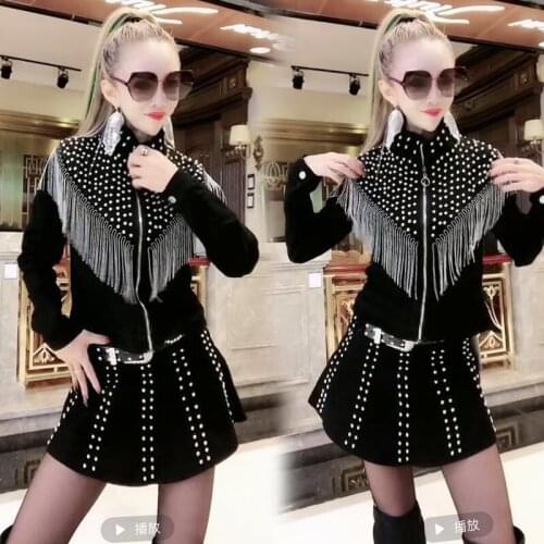 2021 Popular Denim Top Fringe Spring And Autumn New Tassel Rivet Korean Slim Short Jean Woman Winter Oversized Jacket Trend Coat