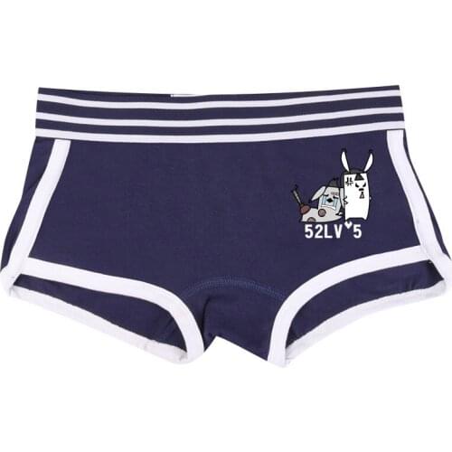 Womens solid color cotton cute cartoon boxer briefs unisex wide-brim sports briefs cartoon cute plus size briefs boxer briefs