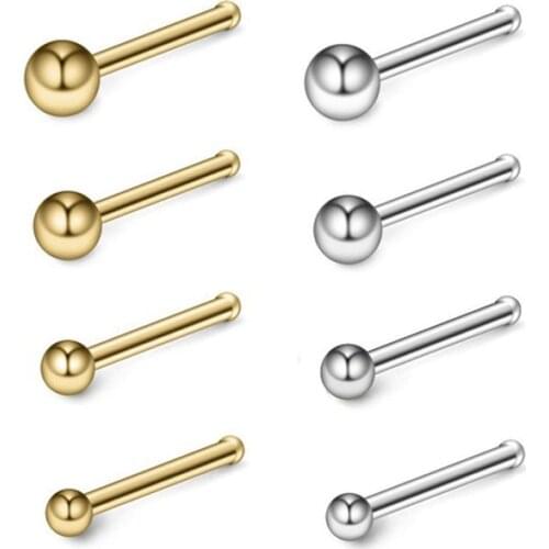 Nose Rings & Studs 925 Sterling Silver Piercing Women Simple Classic Gold Nail 1.5/2.0/2.5/3.0 mm Body fine Jewelry 2020