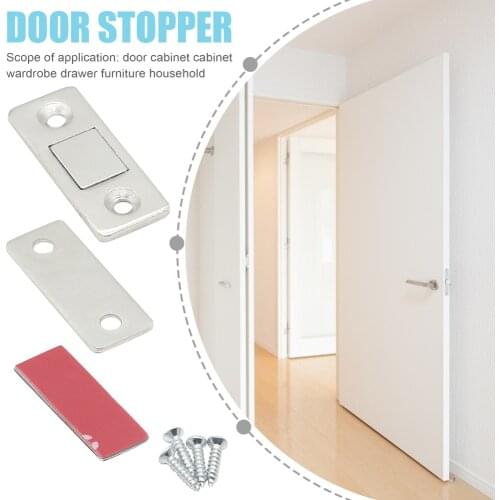 1 Set Ultra-Thin Door Magnet Invisible Anti-Rust Soft-Catch Door Magnetic Door Stopper for Drawer/Wardrobe Closer Kit