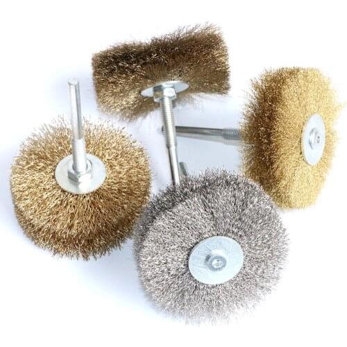 1Pc 80mm Stainless Steel Wire Abrasive Brush Brass wire Wheel Polishing Grinding Brush For Wood Metal 1/4" Shank Drill Rotary To