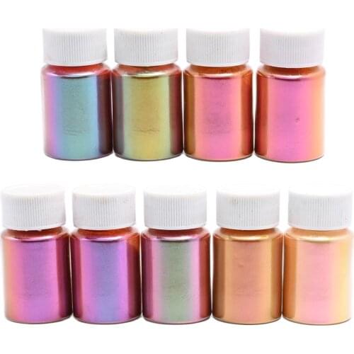 10g/Bottle Nail Art Chameleon Glitter Powder 9 Colors Holo Pearl Powder Polishing Manicure DIY Decors Body/Eye/Face Glitter CF72
