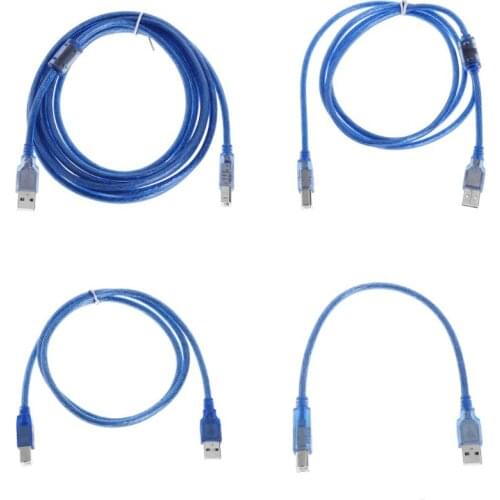 2020 Year High Speed Transparent Blue USB 2.0 Printer Cable Type A Male to Type B Male Dual Shielding for 0.3m, 0.5m,1.5m, 3m