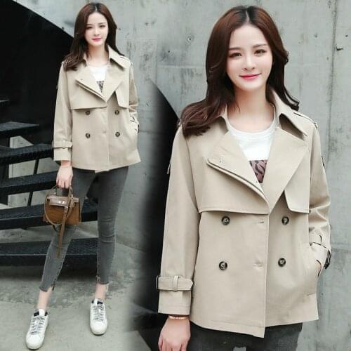 2020 Autumn Spring Trench Coat Women Ma'am Short Fund Trend Small Windbreaker Renovation Thick Body Suit Collar Button