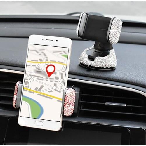 3 in 1 360 Degree Car Phone Holder for Car Dashboard Auto Windows and Air Vent with DIY Crystal Diamond Type for BMW for Toyota