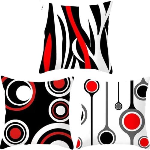 45x45cm Modern Minimalist Pillow Case Red and Black Abstract Geometric Pillow Cover Home Decor Sofa Square Cushion Cover