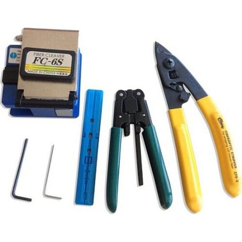 5 in1 Optical fiber tools ket with FC-6S optical fiber cleaver Double Miller clamp Optical fiber stripping knife Free shipping
