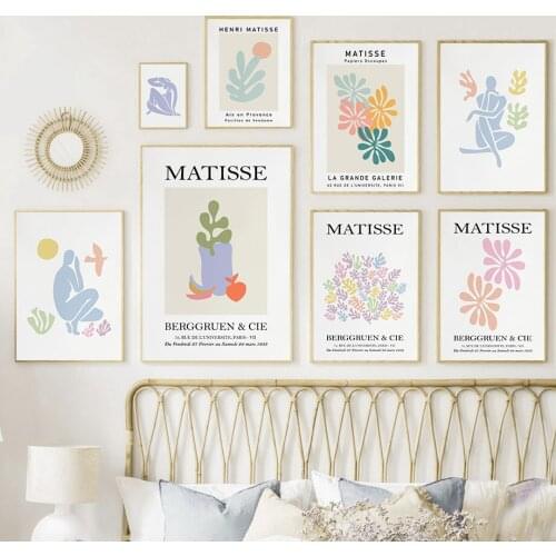 Abstract Matisse Girl Colorful Leaf Coral Nordic Posters And Prints Wall Art Canvas Painting Wall Pictures For Living Room Decor