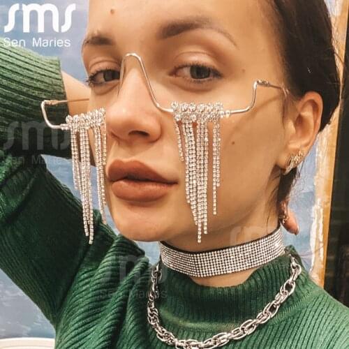 Diamond Steampunk Sunglasses Frames Rhinestone Eyeglasses Frames For Women Wave Sunglasses Frames For Men Eyewear Decoration