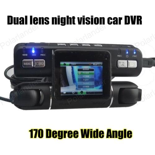 HD Dual lens car DVR video recorder 170 Degree Wide view Angle night vision 2 inch TFT display