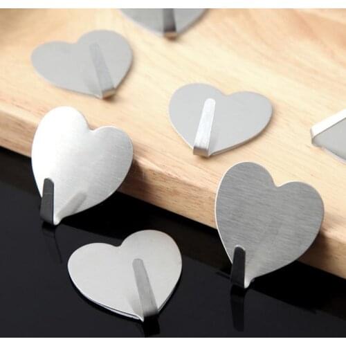 Seamless Wall Adhensive Hook Heart Shape Nail Free Bathroom Towel Hook Kitchen Storage Hook Home Multi-purpose Hook Hanger
