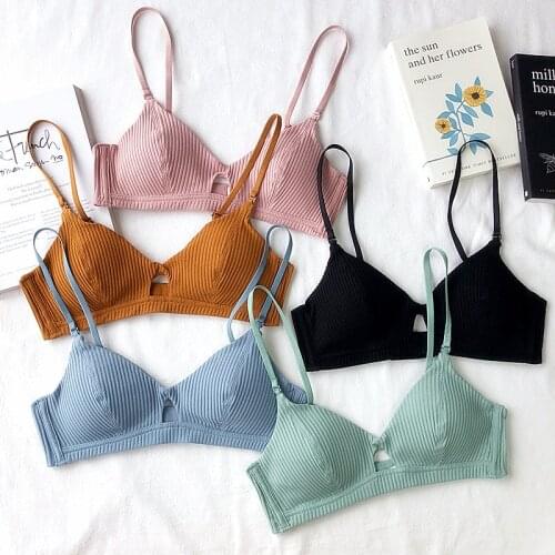 Only a bra ,5 colors cotton small cup bras with pad women sexy sleepwear Bralette thin wire free comfort brassiere for girls