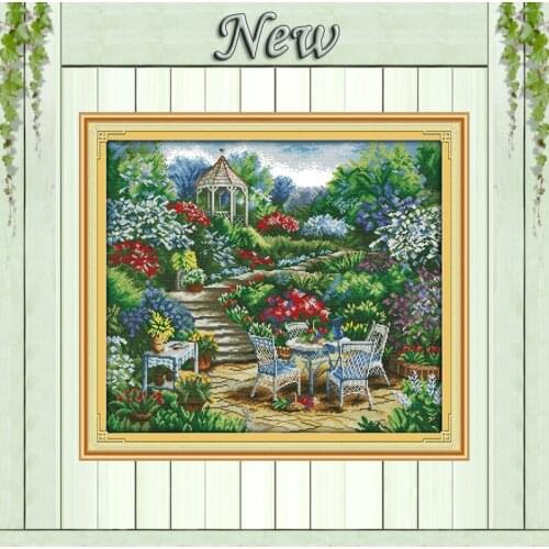 Garden comer Europe courtyard Scenic Painting,Counted Print on Canvas DMC 14CT 11CT Cross Stitch Needlework Kits Embroidery Sets