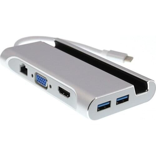 Type-c to network card HUB/VGA/HDMI power supply type-c docking station type-c seven-in-one hub