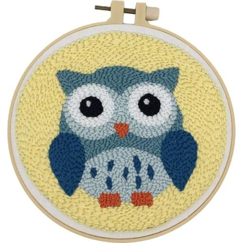 1 Set Cartoon Punch Needle Embroidery Kits Animal Pattern Punchneedle Cross Stitch Set for Beginner DIY Craft Home Decoration