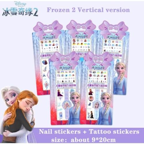 Disney Children Nail stickers Tattoo stickers Frozen 2 elsa and Anna Disney Princess Makeup Toys Nail Stickers kids sticker toys