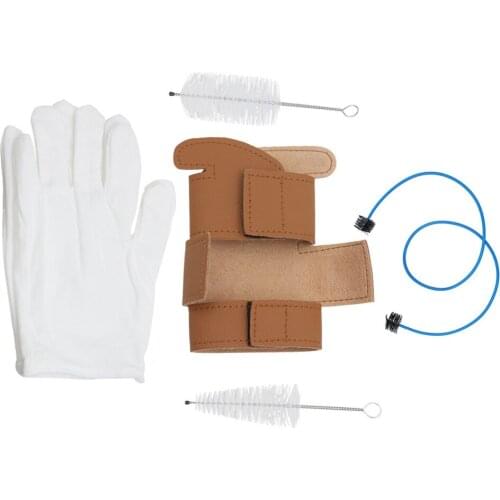 New 5pcs Trumpet Maintenance / Cleaning Kit - Brush Protector Gloves Set