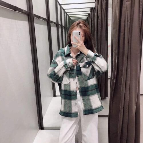 Autumn Cashmere Womens Shirt Turn-Down Collar Long Sleeve Button Cardigan Plaid Striped Pockets Fashion Office Lady Shirt